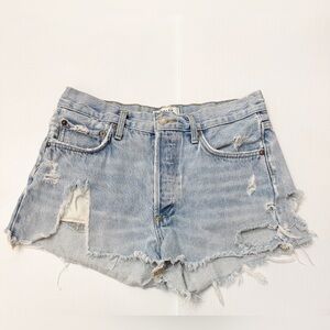 Agolde Parker Vintage Cutoff Shorts Distressed Light Blue Denim Jean Shorts - 26